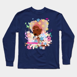 Blooming Floral Beauty: Whimsical Girl Surrounded by Flowers Long Sleeve T-Shirt